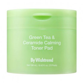 Успокаивающие тонер-пады для лица By Wishtrend Green Tea &amp Ceramide Calming Toner Pad, 190 мл, 70 шт