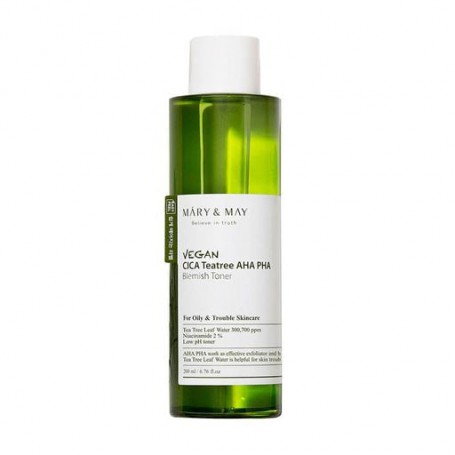 Тонер для лица Mary &amp May Vegan Cica Tea Tree AHA PHA Blemish Toner с центеллой азиатской и чайным деревом, 30 мл