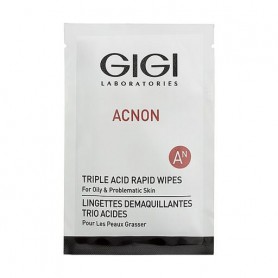 Влажные спонжи с кислотой Gigi Acnon Triple Acid Rapid Wipes для жирной и проблемной кожи лица, 30 шт