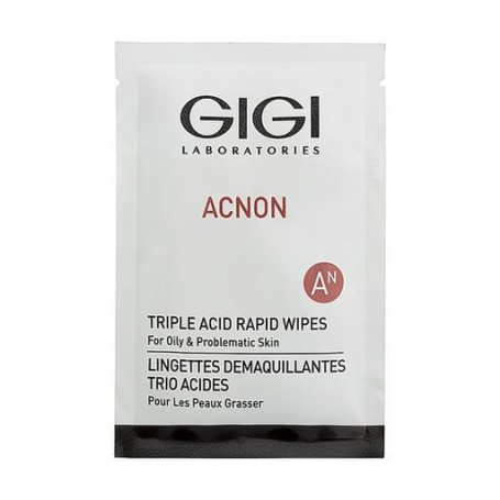 Влажные спонжи с кислотой Gigi Acnon Triple Acid Rapid Wipes для жирной и проблемной кожи лица, 30 шт