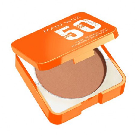 Тональная пудра для лица Malu Wilz High Protect Sun Powder Foundation, SPF 50, Теплый беж, 9.5 г