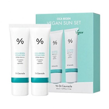 Набор солнцезащитных кремов для лица Dr.Ceuracle Cica Regen Vegan Sun Set, SPF 50+ PA++++ с центеллой, 2*50 мл