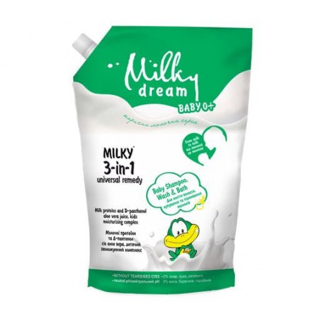 Детское универсальное средство для купания 3в1 Milky Dream Baby для мытья волос и подмывания малышей, 450 мл (дойпак)