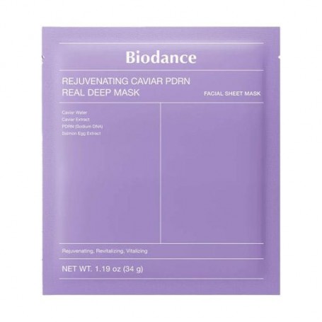 Омолаживающая гидрогелевая маска для лица Biodance Rejuvenating Caviar PDRN Real Deep Mask, 34 г