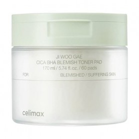 Успокаивающие тонер-пады для лица Celimax Ji Woo Gae Cae BHA Blemish Toner Pad с центеллой и BHA кислотами, 170 мл, 60 шт