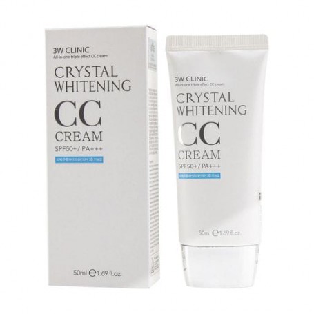 Осветляющий CC-крем для лица 3W Clinic Crystal Whitening CC Cream SPF50 + PA +++ 02 Natural Beige, 50 мл