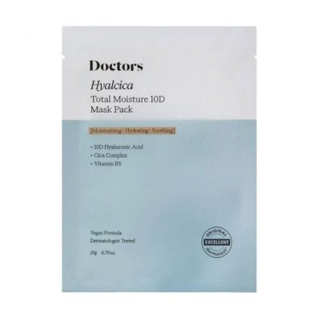 Тканевая маска для лица theralogic Hyalcica Total Moisture 10D Mask Pack с 10 формами гиалуроновой кислоты и центеллой, 20 г