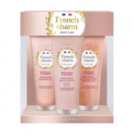 Подарочный набор Emotions by Liora French Charm Rose Peach &amp Flowers (гель для душа, 125 мл + скраб для тела, 125 мл + крем д