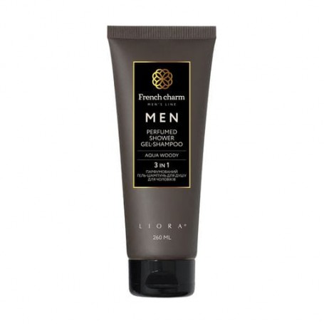 Парфюмированный гель-шампунь для душа 3 в 1 Liora French Charm Men Perfumed Shower Gel-Shampoo Aqua Woody мужской, 260 мл