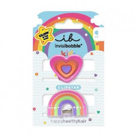 Детские заколки для волос Invisibobble Glow Clipstar Kids Happy Heart, 2 шт