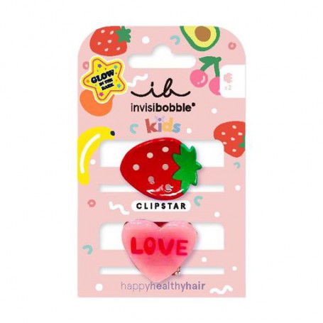 Детские заколки для волос Invisibobble Glow Clipstar Kids Frutti Strawberry, 2 шт