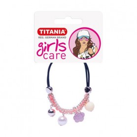 Резинка для волос Titania Цветок/шарики, черная, 1 шт (8166 GIRL)