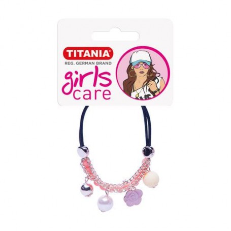 Резинка для волос Titania Цветок/шарики, черная, 1 шт (8166 GIRL)