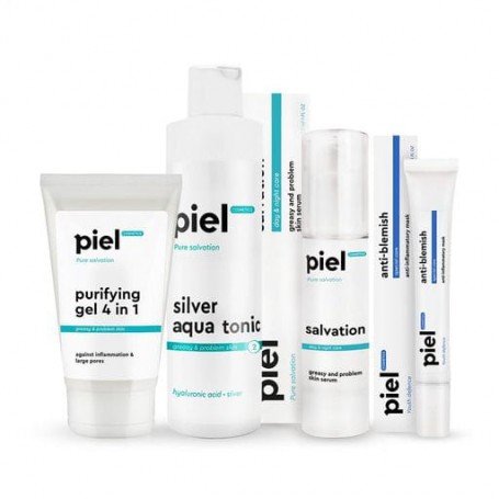 Комплекс средств Piel Cosmetics для проблемной кожи, против акне и воспалений (гель, 150 мл + тоник, 250 мл + сыворотка, 50 мл +