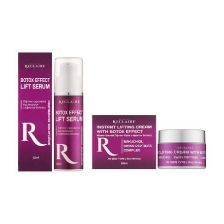 Набор для лица Reclaire Anti-Wrinkle Set против морщин, с эффектом ботокса без инъекций (сыворотка, 30 мл + крем, 50 мл)