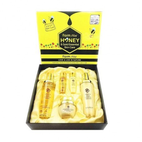 Набор для лица FarmStay Honey&ampGold Essential Skin Care (тонер, 130 мл + тонер, 30 мл + эмульсия, 130 мл + эмульсия, 30 мл + к