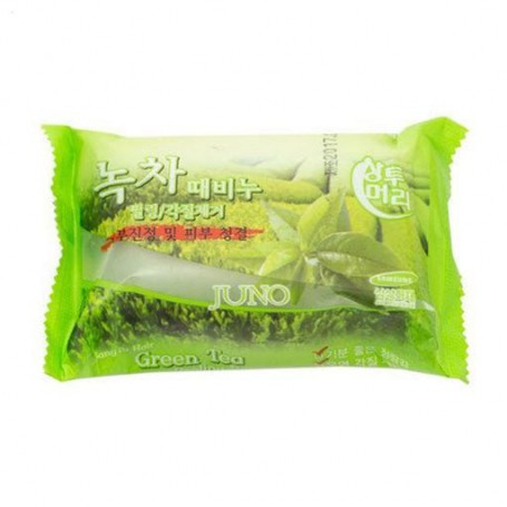 Твердое мыло-пилинг для лица Juno Green Tea с экстрактом зеленого чая, 150 г