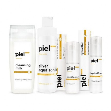 Антивозрастной комплекс для лифтинга кожи вокруг глаз и губ Piel Cosmetics (молочко, 250 мл + тоник, 250 мл + крем, 50 мл + сыво
