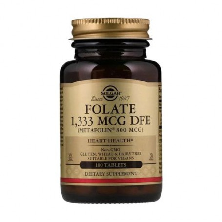 Фолиевая кислота Solgar Folate 1,33 мкг DFE Metafolin 800 мкг, 100 таблеток