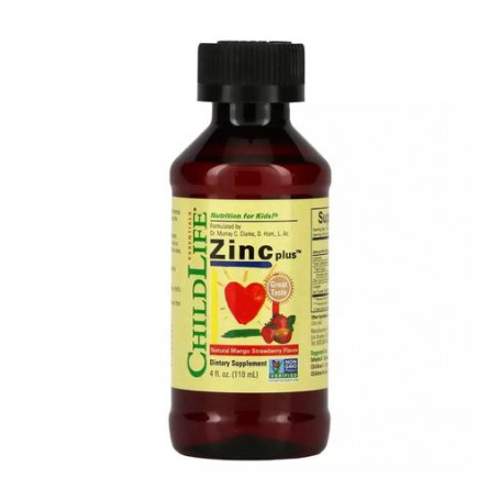 Детский цинк ChildLife Zinc Plus с натуральным вкусом манго и клубники, в жидкости, 118 мл