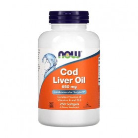 Масло печени трески NOW foods Cod Liver Oil 650 мг, 250 капсул