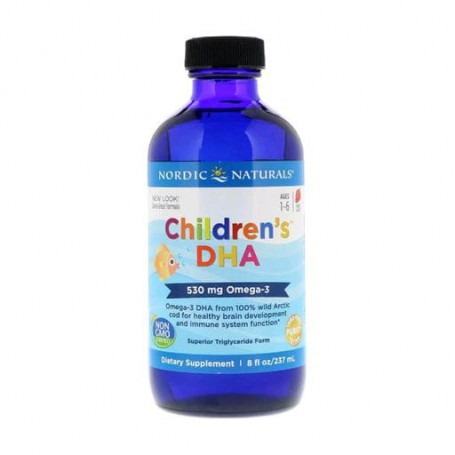 Детский рыбий жир Nordic Naturals Children&39s DHA Omega-3 со вкусом клубники, от 1 до 6 лет, 530 мг, в жидкости, 237 мл