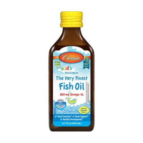 Детский рыбий жир Carlson Labs Kid&39s The Very Finest Fish Oil со вкусом лимона, 800 мг, в жидкости, 200 мл