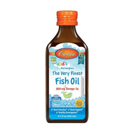 Детский рыбий жир Carlson Labs Kid&39s The Very Finest Fish Oil со вкусом апельсина, в жидкости, 200 мл