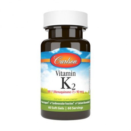 Витамин K2, Менахинон-7 Carlson Labs Vitamin K2, MK-7, 90 мкг, 60 желатиновых капсул