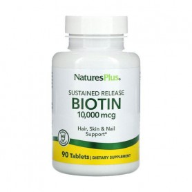 Биотин медленного высвобождения NaturesPlus Biotin 10000 мкг, 90 таблеток