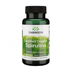 Сертифицированная органическая спирулина Swanson Certified Organic Spirulina 500 мг, 180 таблеток