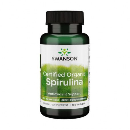 Сертифицированная органическая спирулина Swanson Certified Organic Spirulina 500 мг, 180 таблеток