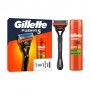 Подарочный набор Gillette мужской (станок (бритва) Fusion5 с 1 сменным картриджем + гель Fusion для чувствительной кожи, 200 мл)