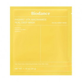 Гидрогелевая маска для выравнивания тона кожи лица Biodance Radiant Vita Niacinamide Real Deep Mask с ниацинамидом, 34 г