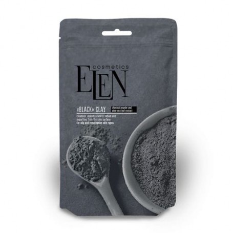 Черная глина для лица Elen Cosmetics Black Clay с активированным углем и экстрактом алоэ вера, 40 г