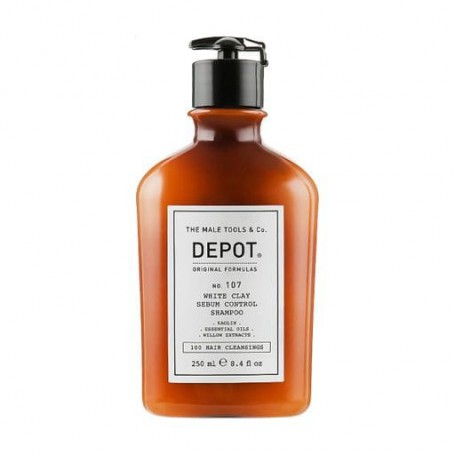 Мужской нормализующий шампунь для волос Depot Hair Cleansings 107 Shampoo против жирности, с белой глиной, 250 мл