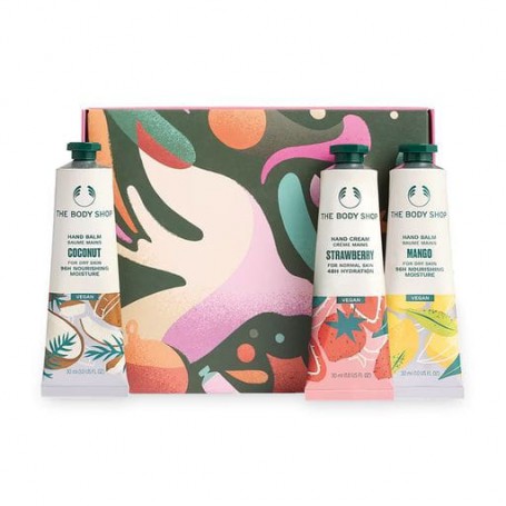 Подарочный набор для рук The Body Shop Handcare Trio (бальзам Coconut, 30 мл + крем Strawberry, 30 мл + бальзам Mango, 30 мл)