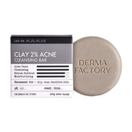 Мыло против акне Derma Factory Clay 2% Acne Cleansing Bar, 100 г