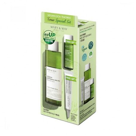 Набор для лица Mary &amp May Vegan Cica Tea Tree Toner Special Set (тонер, 200 мл + тонер, 30 мл + крем, 12 г)