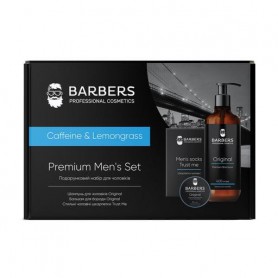 Мужской подарочный набор Barbers Caffeine &amp Lemongrass Premium Men&39s Set (шампунь, 400 мл + бальзам для бороды, 50 мл + нос