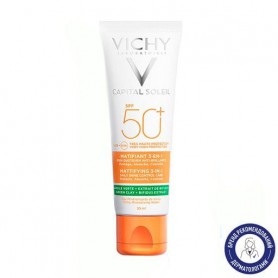 Солнцезащитный матирующий крем 3 в 1 Vichy Capital Soleil Mattifying SPF50+ для жирной, проблемной кожи лица, 50 мл