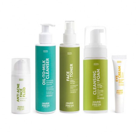 Набор Marie Fresh Cosmetics Комплексный уход за молодой, проблемной кожей лица, 5 продуктов (с пенкой)