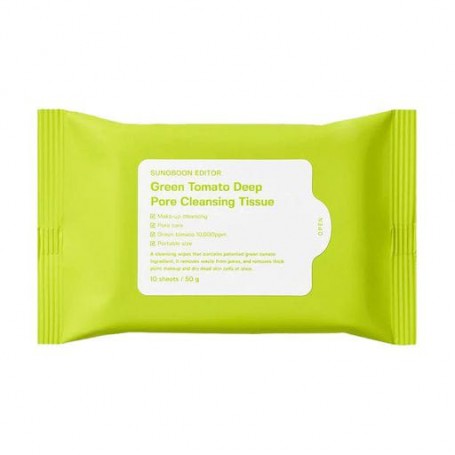 Очищающие салфетки для лица Sungboon Editor Green Tomato Deep Pore Cleansing Tissue, 50 г, 10 шт