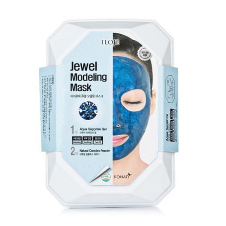 Альгинатная маска для лица Konad Jewel Modeling Mask Aqua Sapphire с сапфировой пудрой (с ванночкой и шпателем), 55 г