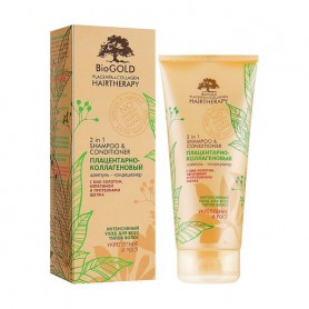 Бессульфатный шампунь-кондиционер BioGold Shampoo &amp Conditioner для сухих, окрашенных и поврежденных волос, 200 мл