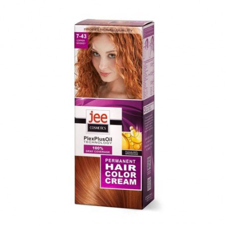 Стойкая крем-краска для волос Jee Cosmetics Permanent Hair Color Cream 7-43 Медный виски, 115 мл