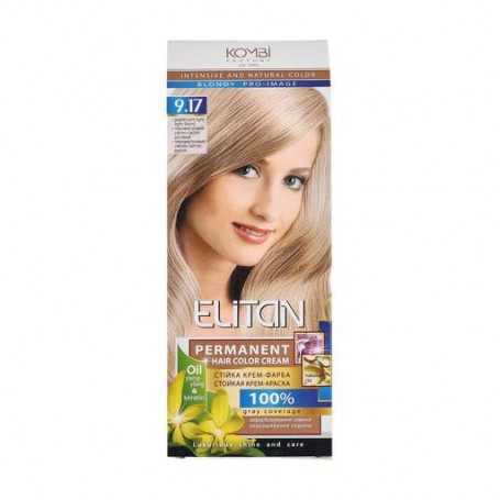 Стойкая крем-краска для волос Elitan Permanent Hair Color Cream 9.17 Перламутровый светло-светло русый, 115 мл