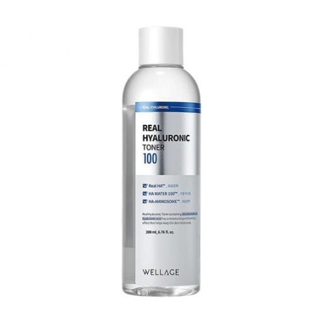 Увлажняющий тонер для лица WELLAGE Real Hyaluronic 100 Toner с гиалуроновой кислотой, 200 мл