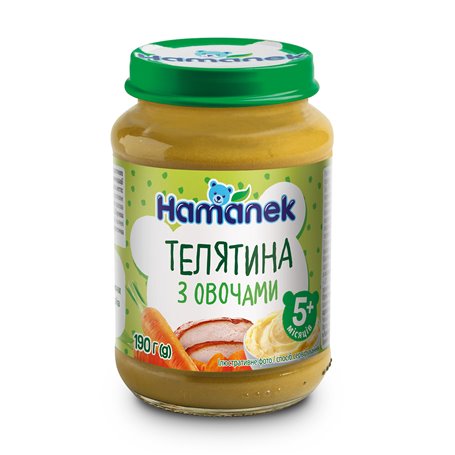 Детское мясо-овощное пюре Hamanek Телятина с овощами, с 5 месяцев, 190 г