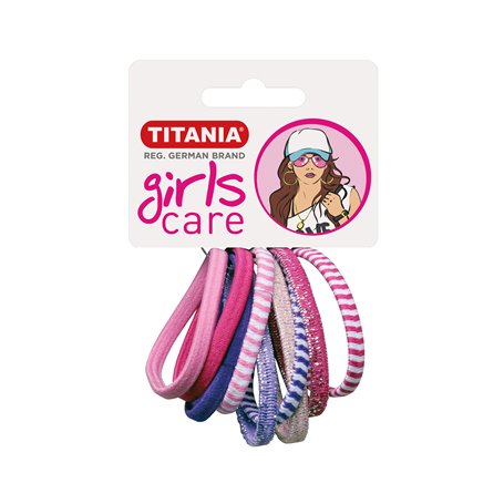 Набор зажимов для волос TITANIA эластичные, 9шт, разноцветные, 4см, 7821 GIRL
